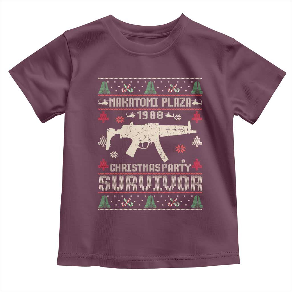Nakatomi Plaza Christmas Party Toddler T Shirt Funny 80's Die Movie 1988 Ugly Christmas TS10 Maroon Print Your Wear