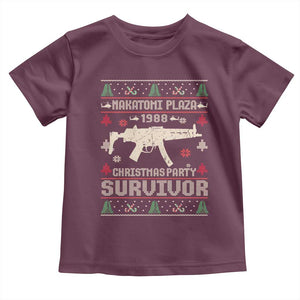 Nakatomi Plaza Christmas Party Toddler T Shirt Funny 80's Die Movie 1988 Ugly Christmas TS10 Maroon Print Your Wear