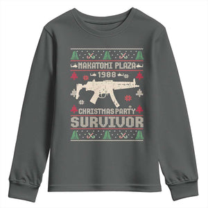 Nakatomi Plaza Christmas Party Youth Sweatshirt Funny 80's Die Movie 1988 Ugly Christmas TS10 Dark Heather Print Your Wear