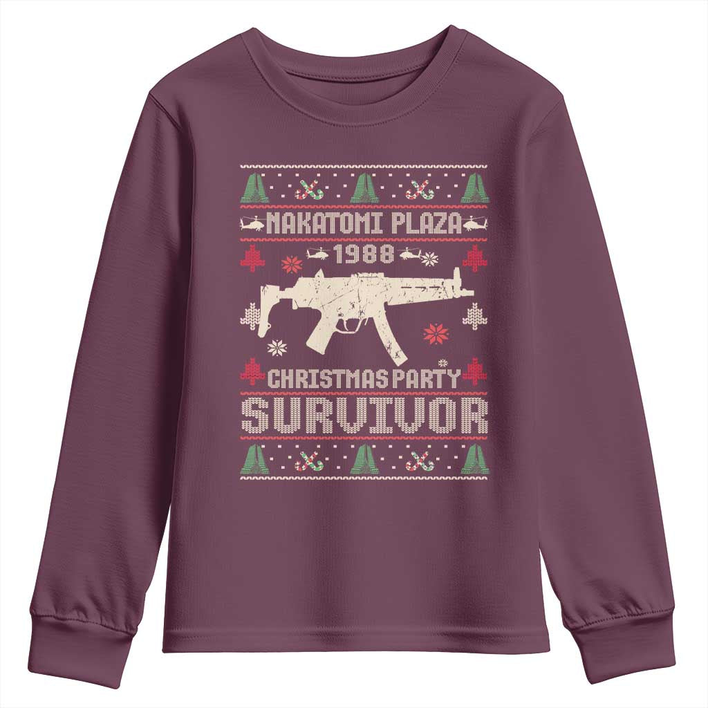 Nakatomi Plaza Christmas Party Youth Sweatshirt Funny 80's Die Movie 1988 Ugly Christmas TS10 Maroon Print Your Wear
