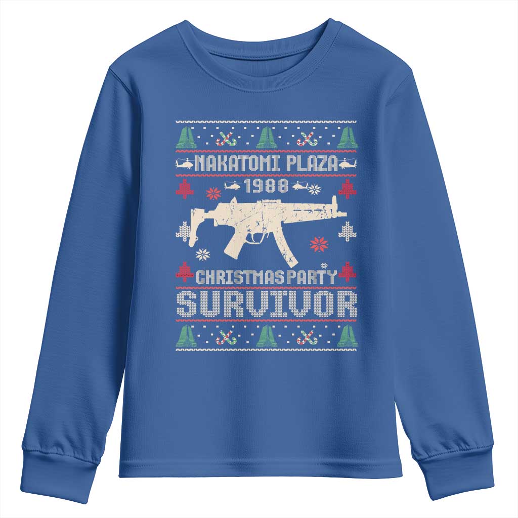 Nakatomi Plaza Christmas Party Youth Sweatshirt Funny 80's Die Movie 1988 Ugly Christmas TS10 Royal Blue Print Your Wear