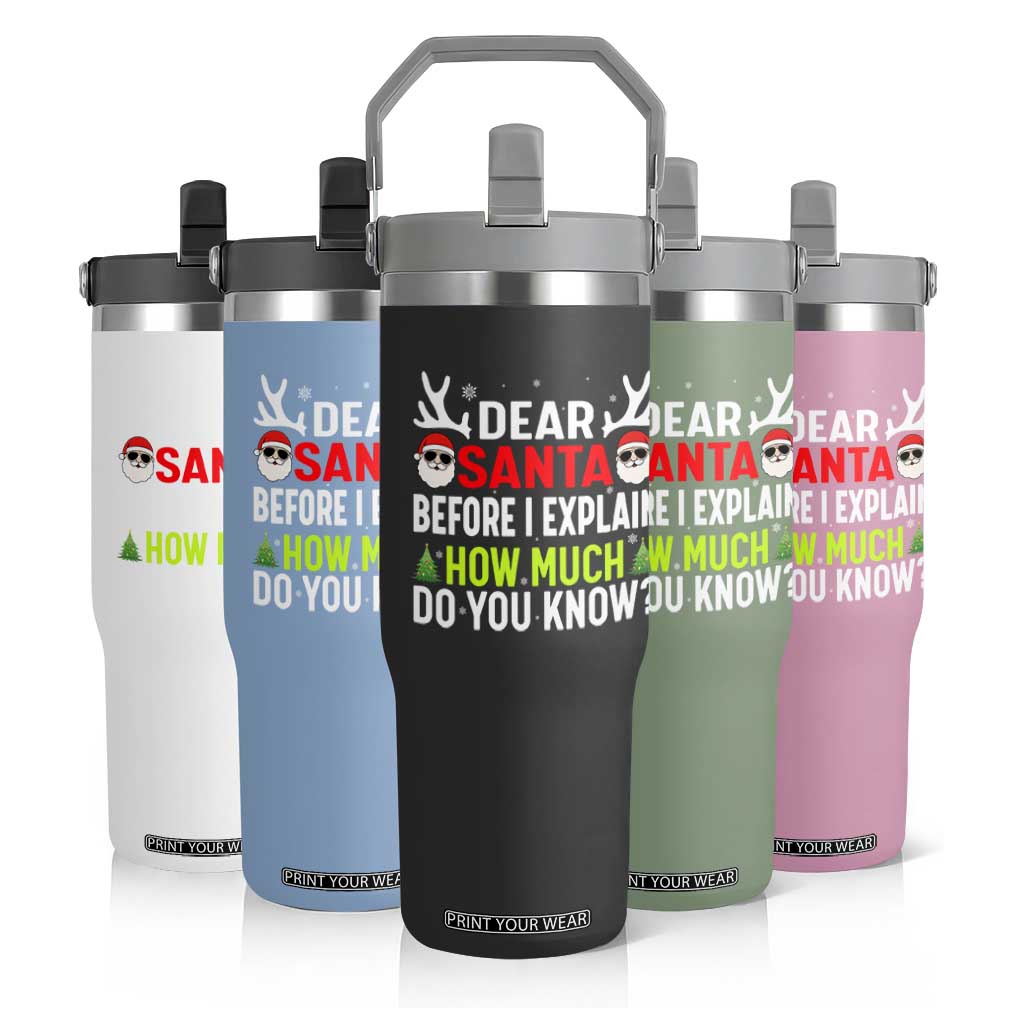 Funny Christmas Flip Straw Tumbler Dear Santa I Can Explain How Much Do You Know TS10 Print Your Wear