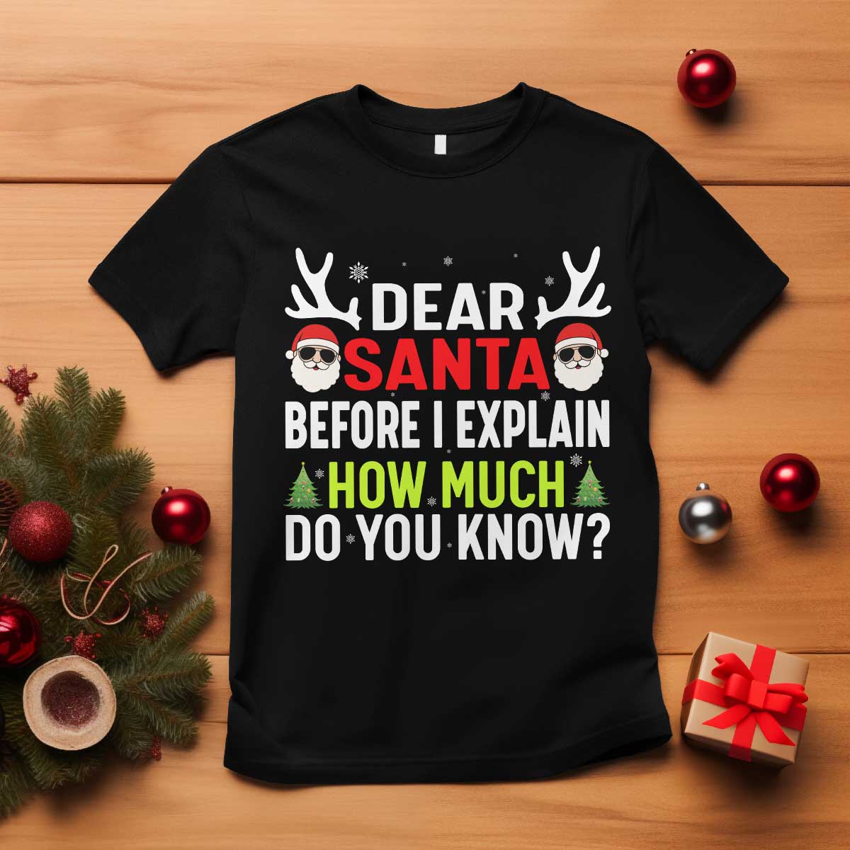 Funny Christmas T Shirt Dear Santa I Can Explain How Much Do You Know TS10 Black Print Your Wear