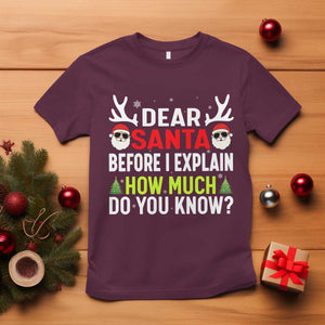 Funny Christmas T Shirt Dear Santa I Can Explain How Much Do You Know TS10 Maroon Print Your Wear