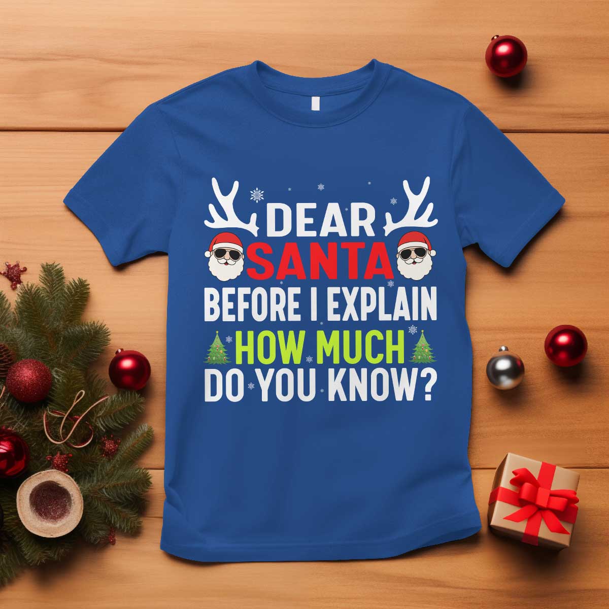 Funny Christmas T Shirt Dear Santa I Can Explain How Much Do You Know TS10 Royal Blue Print Your Wear