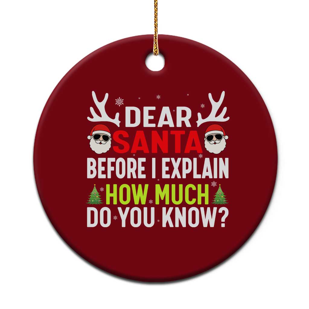 Funny Christmas Ceramic Ornament Dear Santa I Can Explain How Much Do You Know TS10 1pc Red Print Your Wear