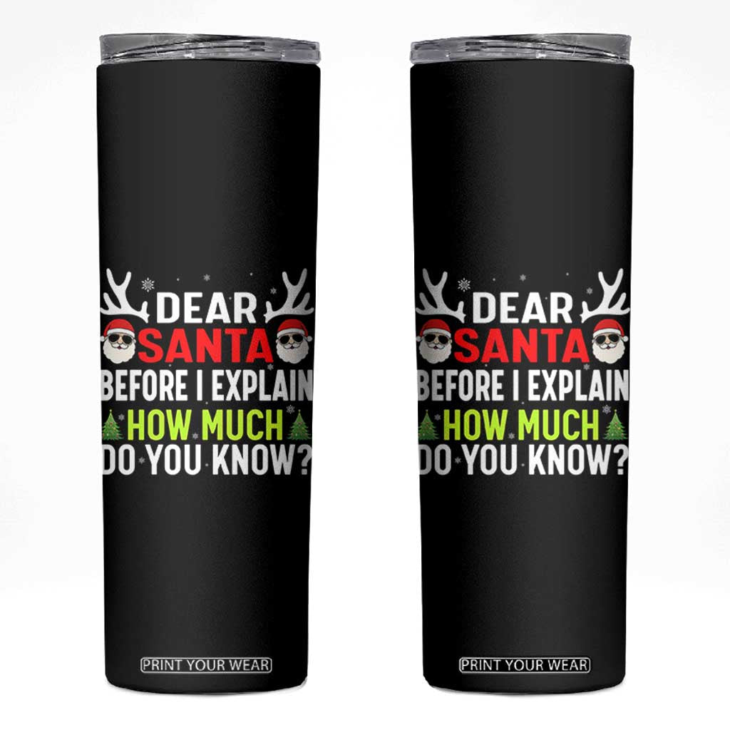 Funny Christmas Skinny Tumbler Dear Santa I Can Explain How Much Do You Know TS10 Black Print Your Wear
