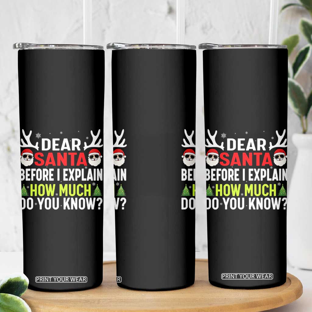 Funny Christmas Skinny Tumbler Dear Santa I Can Explain How Much Do You Know TS10 Print Your Wear