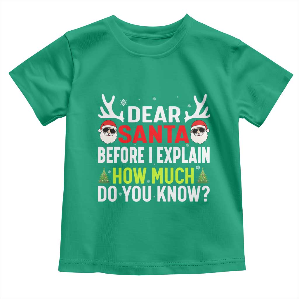 Funny Christmas Toddler T Shirt Dear Santa I Can Explain How Much Do You Know TS10 Irish Green Print Your Wear