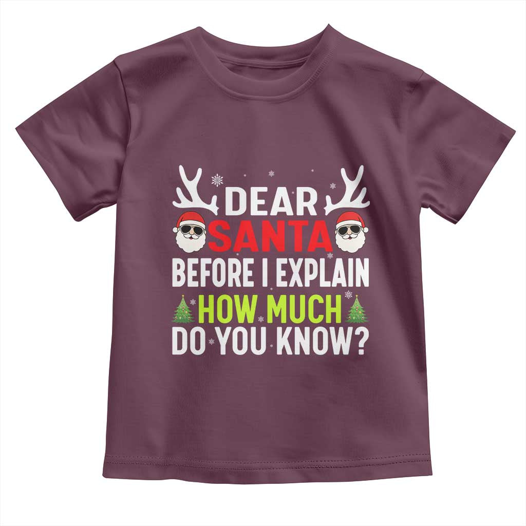 Funny Christmas Toddler T Shirt Dear Santa I Can Explain How Much Do You Know TS10 Maroon Print Your Wear