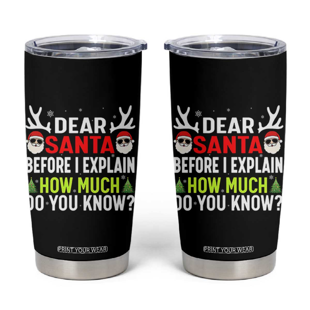 Funny Christmas Tumbler Cup Dear Santa I Can Explain How Much Do You Know TS10 Black Print Your Wear