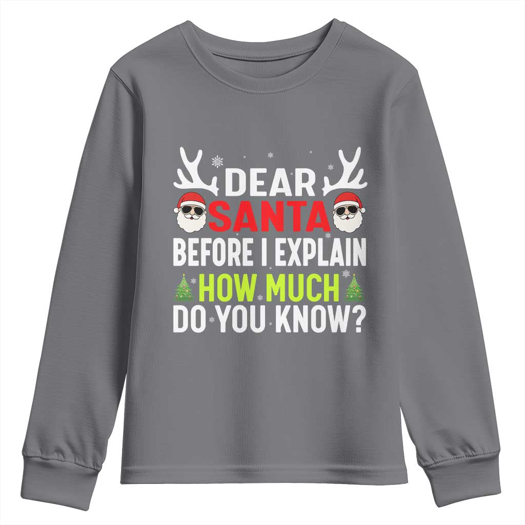 Funny Christmas Youth Sweatshirt Dear Santa I Can Explain How Much Do You Know TS10 Charcoal Print Your Wear