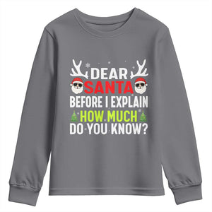 Funny Christmas Youth Sweatshirt Dear Santa I Can Explain How Much Do You Know TS10 Charcoal Print Your Wear