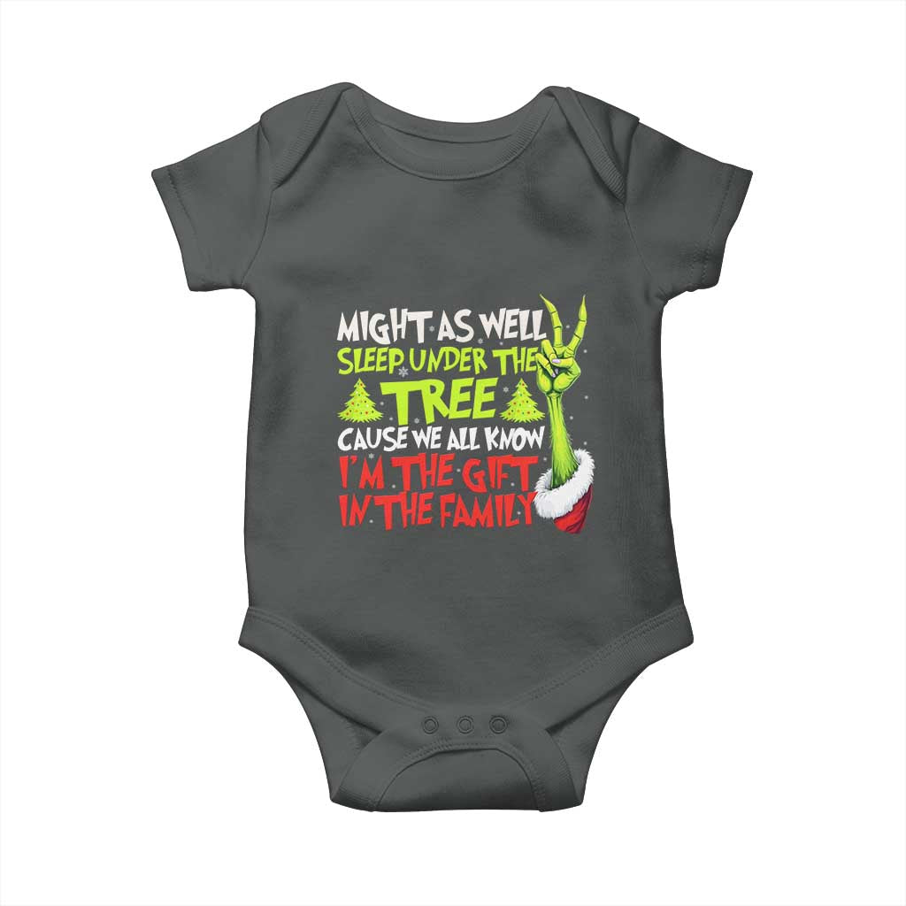 Funny Christmas Baby Onesie I'm The Gift Kids Pajamas Girls Boys TS10 Dark Heather Print Your Wear