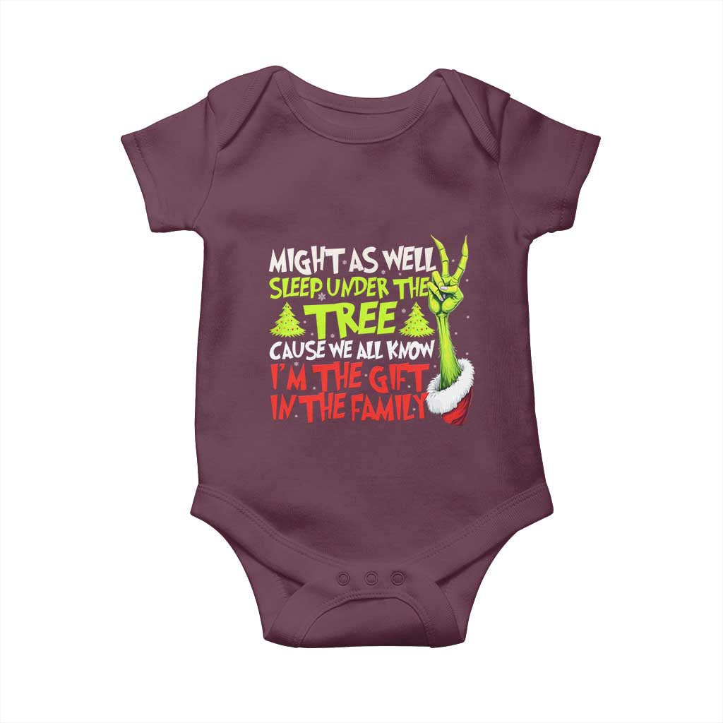 Funny Christmas Baby Onesie I'm The Gift Kids Pajamas Girls Boys TS10 Maroon Print Your Wear