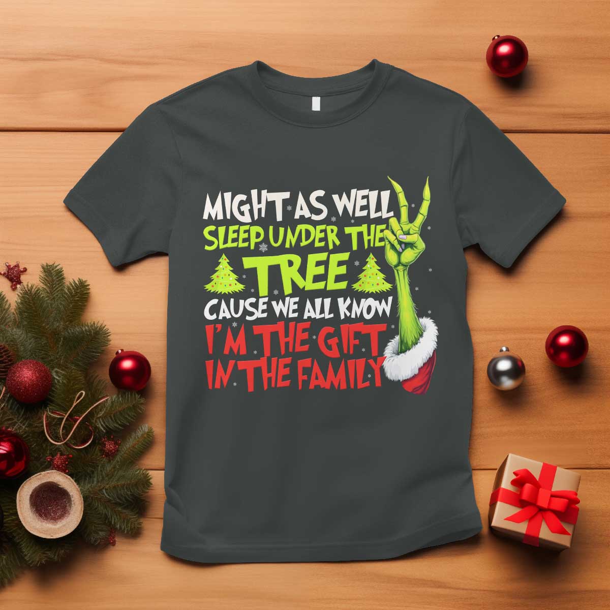 Funny Christmas T Shirt I'm The Gift Kids Pajamas Girls Boys TS10 Dark Heather Print Your Wear