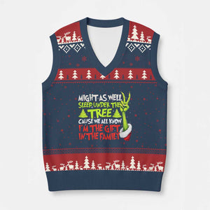 Funny Xmas V-Neck Knit Sweater Vest I'm The Gift Kids Pajamas Girls Boys TS10 Navy Red Print Your Wear