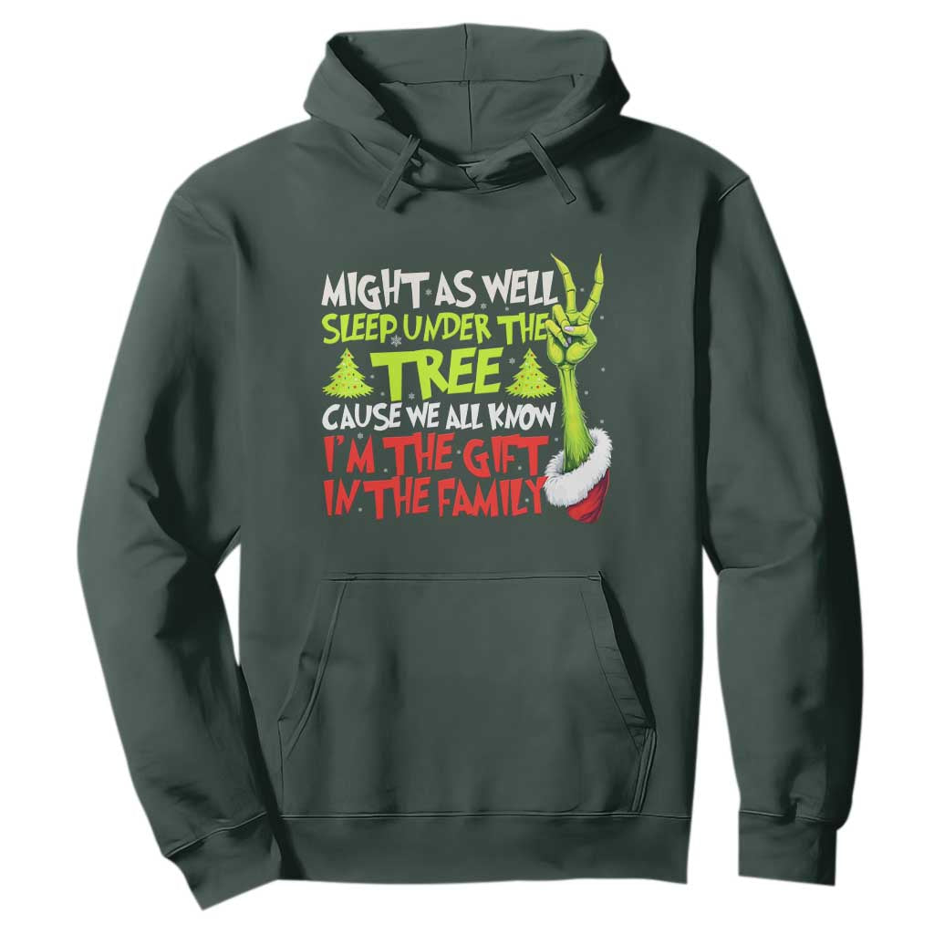 Funny Christmas Hoodie I'm The Gift Kids Pajamas Girls Boys TS10 Dark Forest Green Print Your Wear