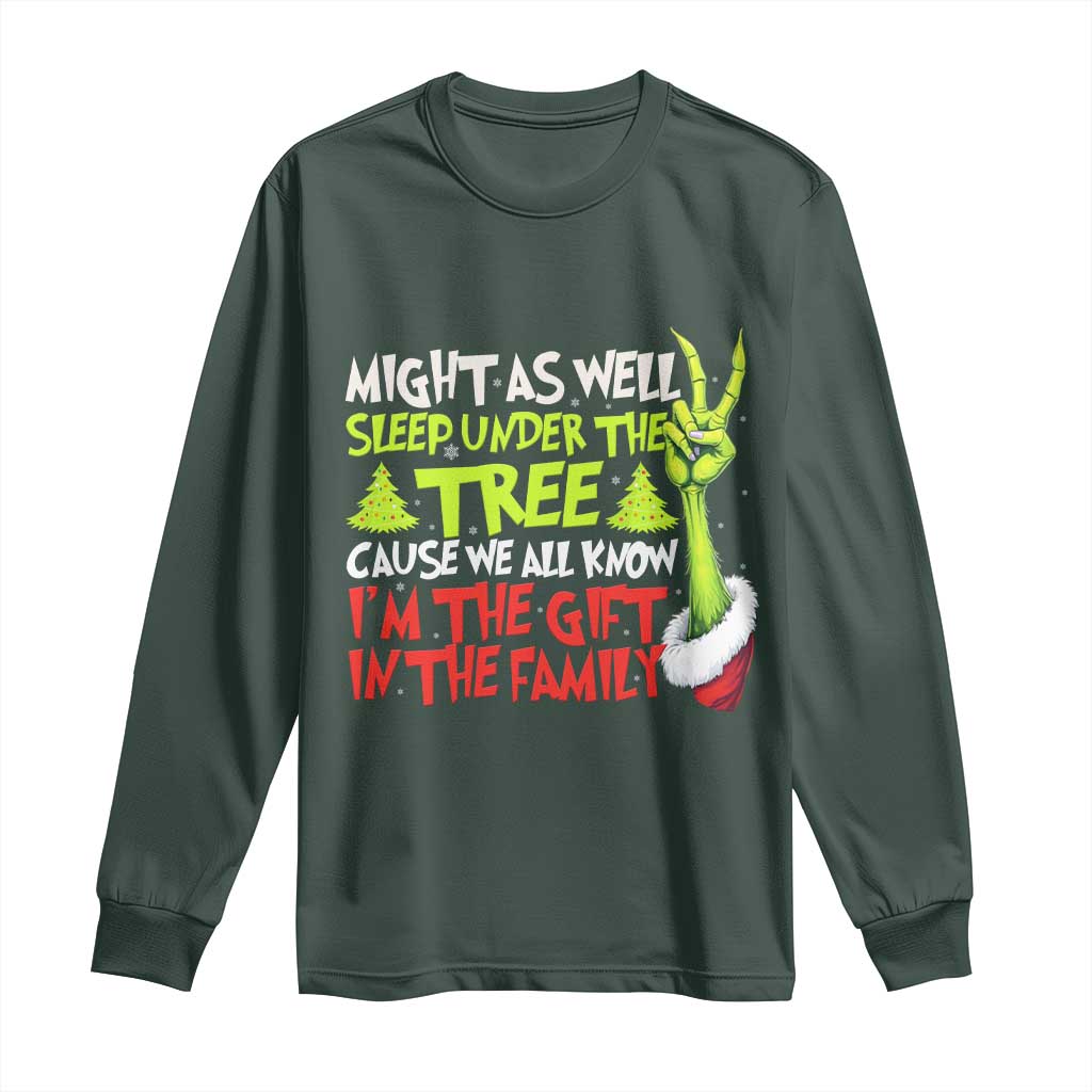 Funny Christmas Long Sleeve Shirt I'm The Gift Kids Pajamas Girls Boys TS10 Dark Forest Green Print Your Wear
