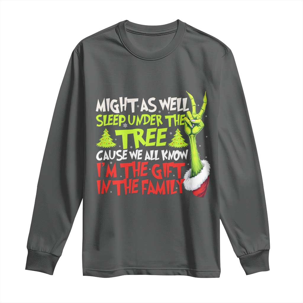 Funny Christmas Long Sleeve Shirt I'm The Gift Kids Pajamas Girls Boys TS10 Dark Heather Print Your Wear