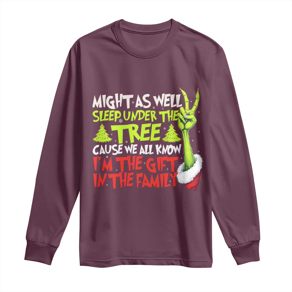 Funny Christmas Long Sleeve Shirt I'm The Gift Kids Pajamas Girls Boys TS10 Maroon Print Your Wear