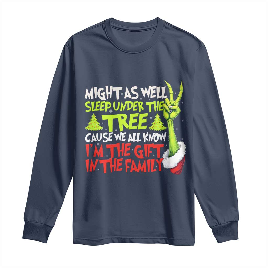 Funny Christmas Long Sleeve Shirt I'm The Gift Kids Pajamas Girls Boys TS10 Navy Print Your Wear