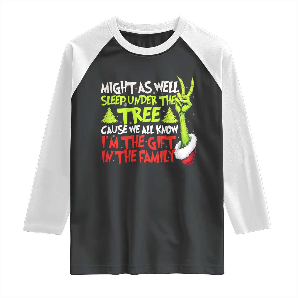 Funny Christmas Raglan Shirt I'm The Gift Kids Pajamas Girls Boys TS10 Black White Print Your Wear