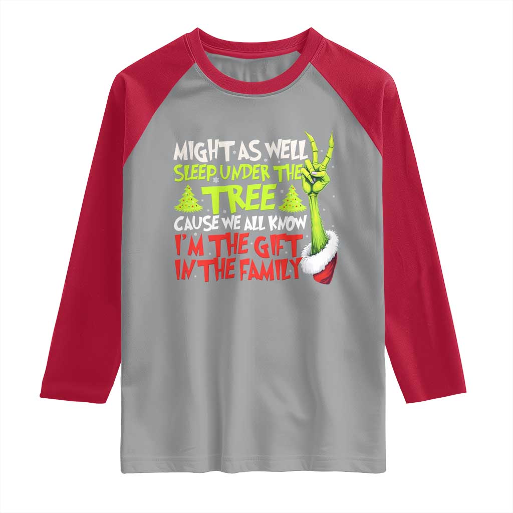 Funny Christmas Raglan Shirt I'm The Gift Kids Pajamas Girls Boys TS10 Sport Gray Red Print Your Wear