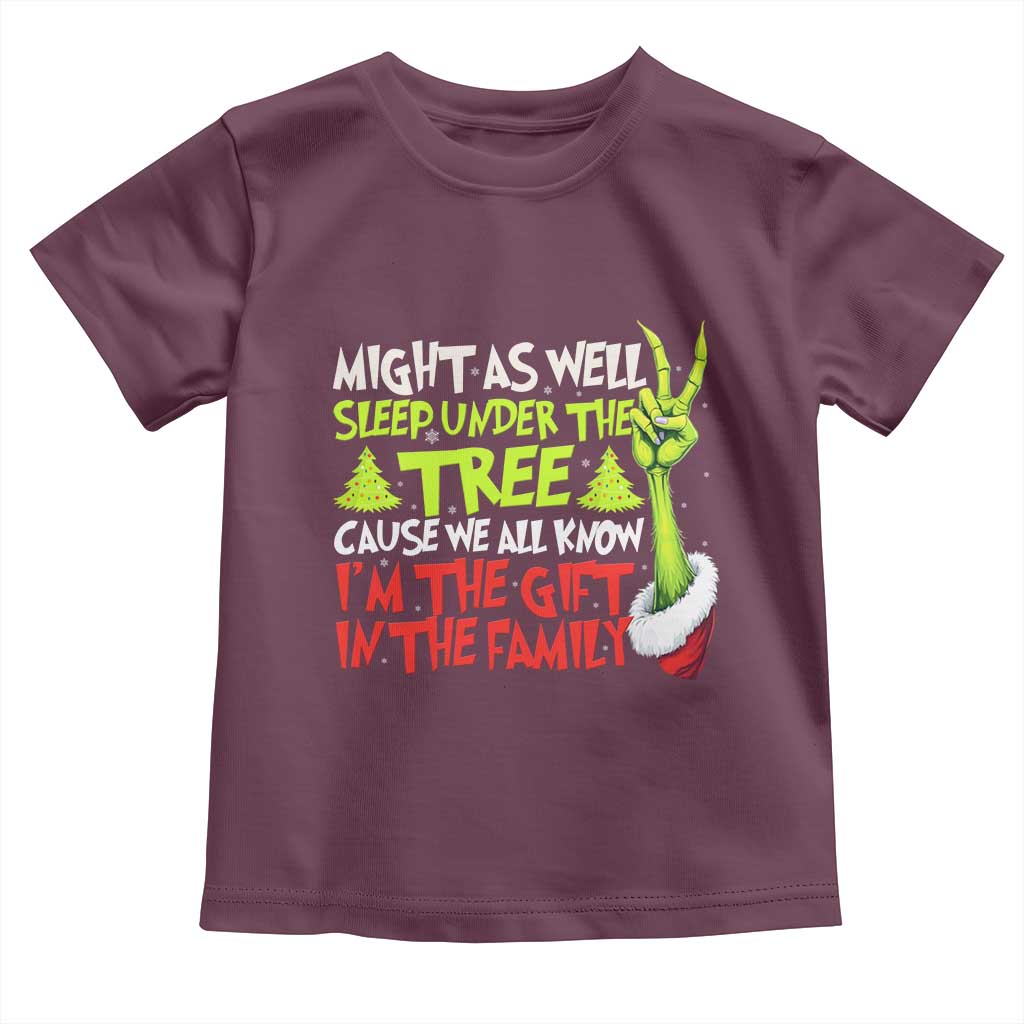 Funny Christmas Toddler T Shirt I'm The Gift Kids Pajamas Girls Boys TS10 Maroon Print Your Wear