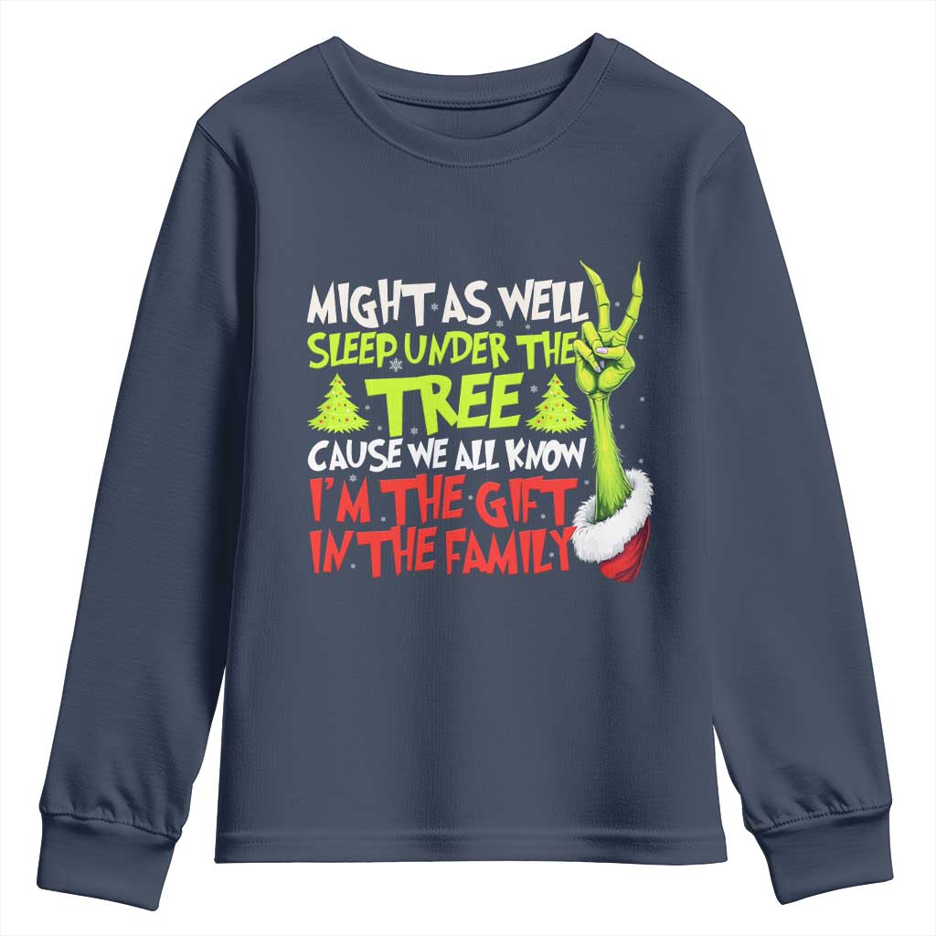 Funny Christmas Youth Sweatshirt I'm The Gift Kids Pajamas Girls Boys TS10 Navy Print Your Wear