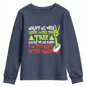 Funny Christmas Youth Sweatshirt I'm The Gift Kids Pajamas Girls Boys TS10 Navy Print Your Wear