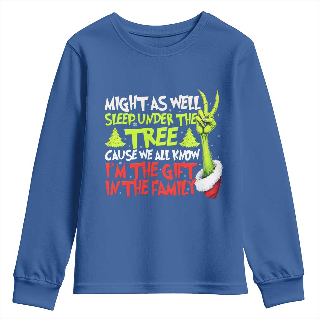 Funny Christmas Youth Sweatshirt I'm The Gift Kids Pajamas Girls Boys TS10 Royal Blue Print Your Wear