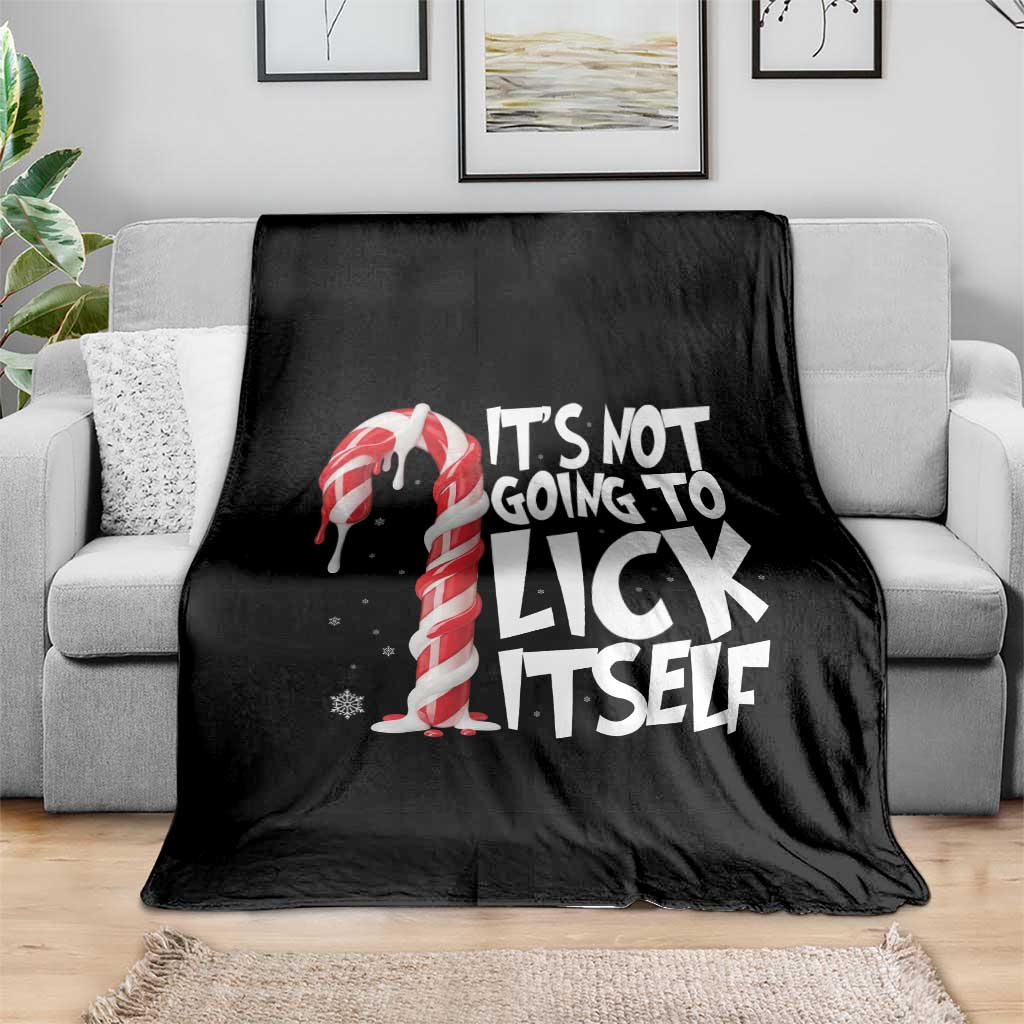 Funny Dirty Christmas Throw Blanket It's Not Going To Lick Itself Adult Humor Cringe Candy Cane TS10 Print Your Wear