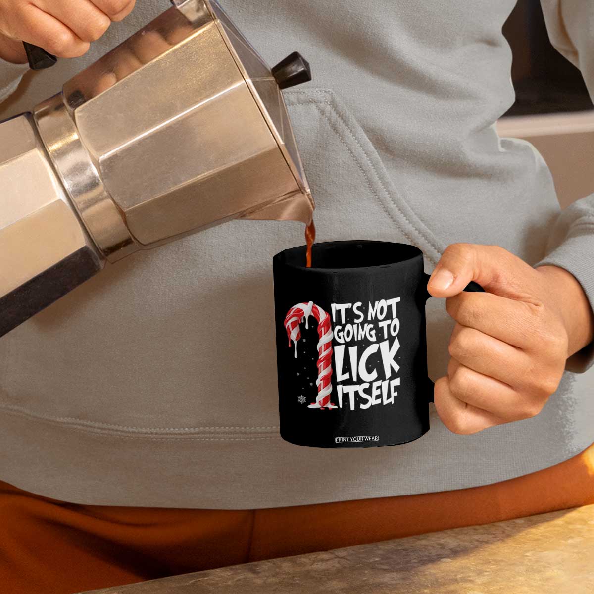 Funny Dirty Christmas Coffee Mug It's Not Going To Lick Itself Adult Humor Cringe Candy Cane TS10 Print Your Wear
