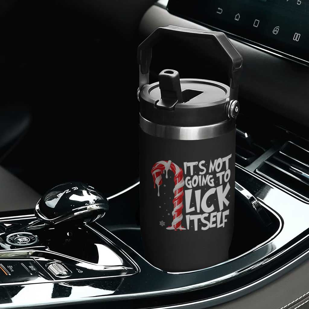 Funny Dirty Christmas Flip Straw Tumbler It's Not Going To Lick Itself Adult Humor Cringe Candy Cane TS10 Print Your Wear