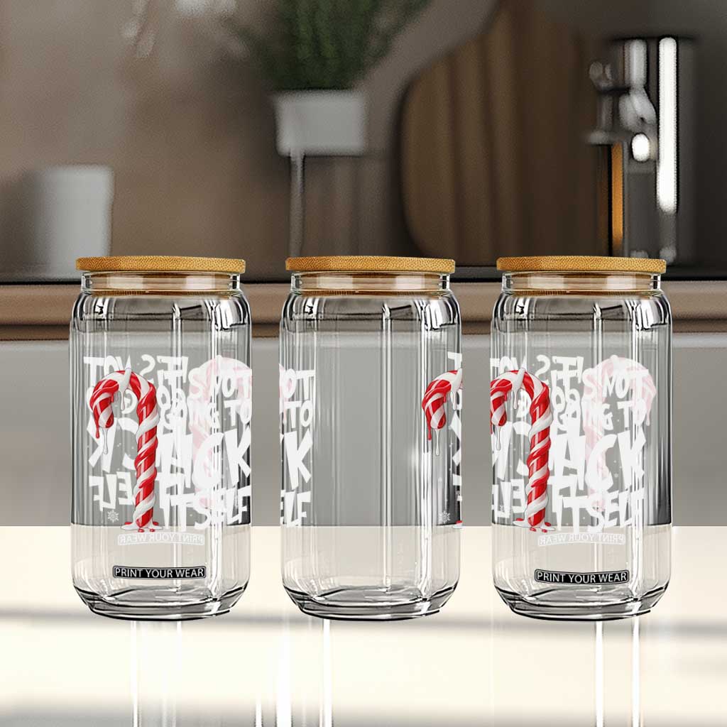 Funny Dirty Christmas Glass Can It's Not Going To Lick Itself Adult Humor Cringe Candy Cane TS10 Print Your Wear