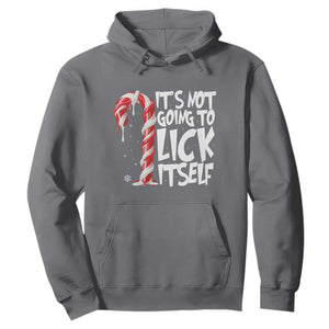 Funny Dirty Christmas Hoodie It's Not Going To Lick Itself Adult Humor Cringe Candy Cane TS10 Charcoal Print Your Wear