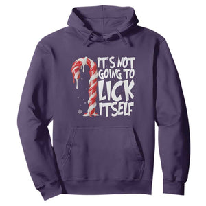 Funny Dirty Christmas Hoodie It's Not Going To Lick Itself Adult Humor Cringe Candy Cane TS10 Purple Print Your Wear