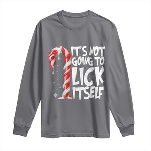 Funny Dirty Christmas Long Sleeve Shirt It's Not Going To Lick Itself Adult Humor Cringe Candy Cane TS10 Charcoal Print Your Wear