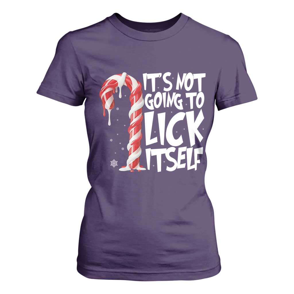 Funny Dirty Christmas T Shirt For Women It's Not Going To Lick Itself Adult Humor Cringe Candy Cane TS10 Purple Print Your Wear