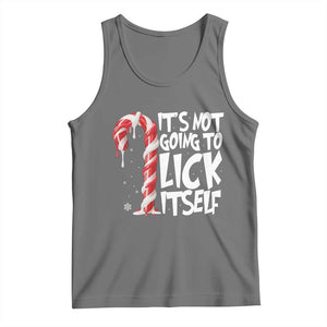 Funny Dirty Christmas Tank Top It's Not Going To Lick Itself Adult Humor Cringe Candy Cane TS10 Black Heather Print Your Wear