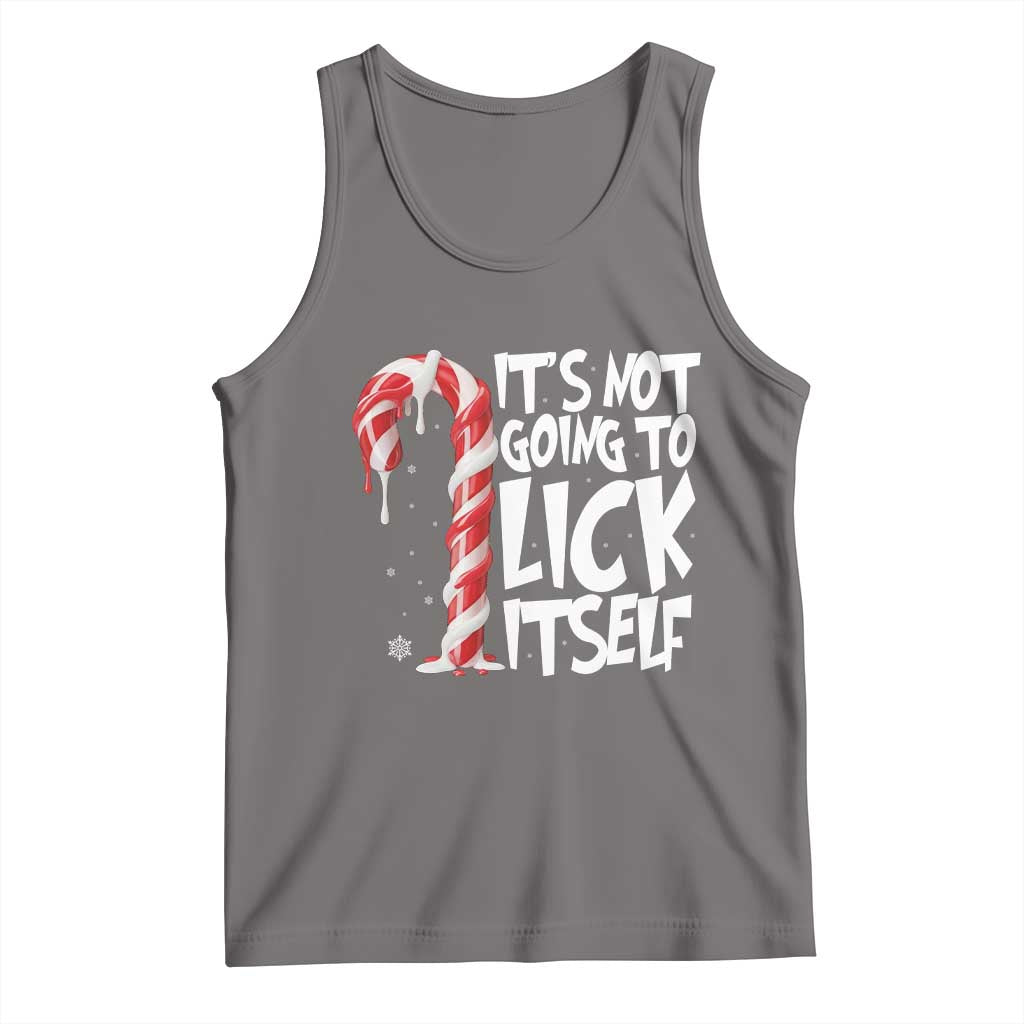 Funny Dirty Christmas Tank Top It's Not Going To Lick Itself Adult Humor Cringe Candy Cane TS10 Deep Heather Print Your Wear