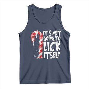 Funny Dirty Christmas Tank Top It's Not Going To Lick Itself Adult Humor Cringe Candy Cane TS10 Navy Print Your Wear