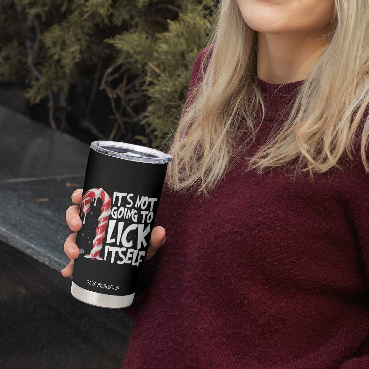 Funny Dirty Christmas Tumbler Cup It's Not Going To Lick Itself Adult Humor Cringe Candy Cane TS10 Print Your Wear