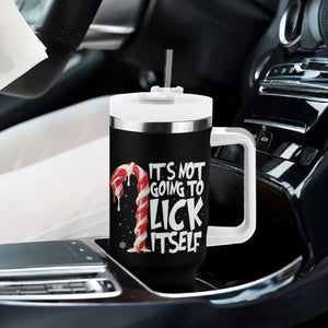 Funny Dirty Christmas Tumbler With Handle It's Not Going To Lick Itself Adult Humor Cringe Candy Cane TS10 Print Your Wear