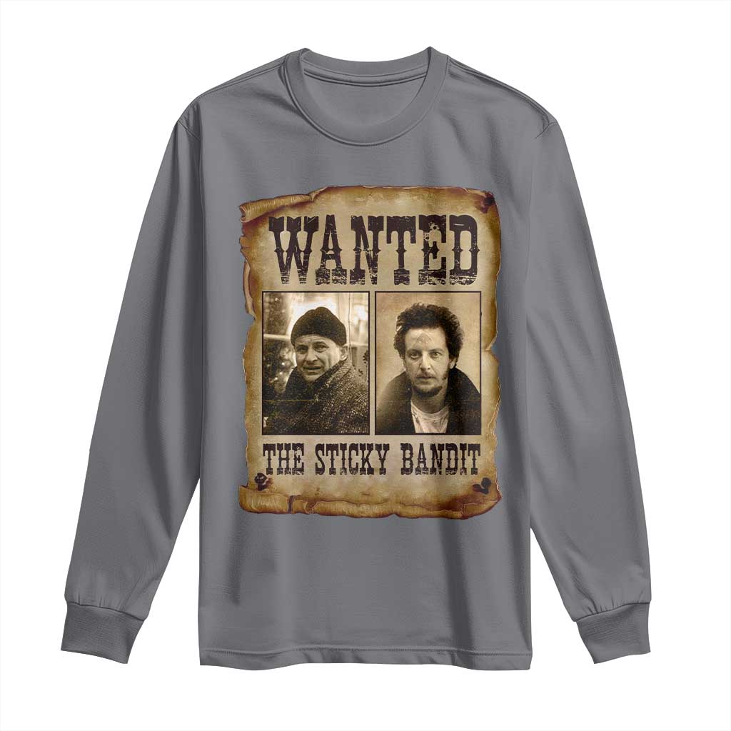 Funny Christmas Movie Long Sleeve Shirt Wanted Sticky Bandit Merry Xmas Ya Filthy Animal TS10 Charcoal Print Your Wear