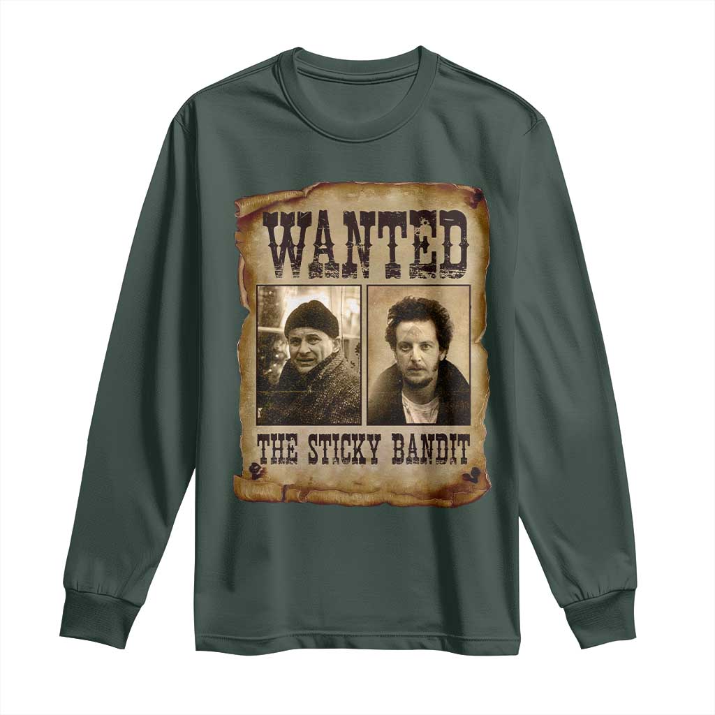 Funny Christmas Movie Long Sleeve Shirt Wanted Sticky Bandit Merry Xmas Ya Filthy Animal TS10 Dark Forest Green Print Your Wear