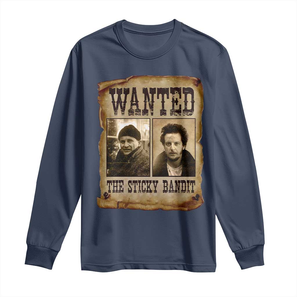 Funny Christmas Movie Long Sleeve Shirt Wanted Sticky Bandit Merry Xmas Ya Filthy Animal TS10 Navy Print Your Wear