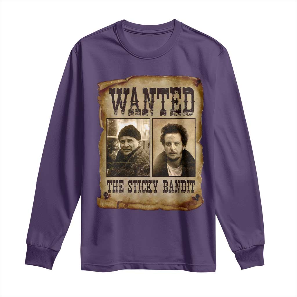 Funny Christmas Movie Long Sleeve Shirt Wanted Sticky Bandit Merry Xmas Ya Filthy Animal TS10 Purple Print Your Wear