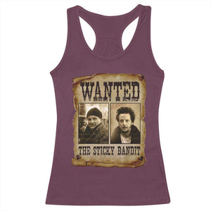 Funny Christmas Movie Racerback Tank Top Wanted Sticky Bandit Merry Xmas Ya Filthy Animal TS10 Maroon Print Your Wear